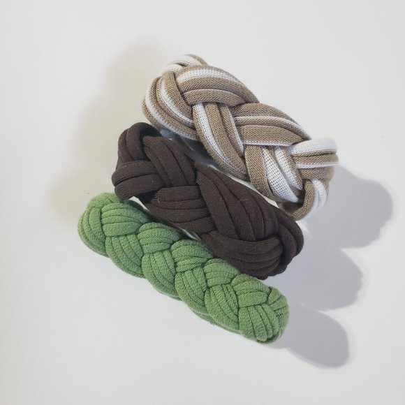 Upcycled Woven Tshirt Jersey Fabric String CELTIC Braided Cuffs Bracelet - Picture 2 of 6